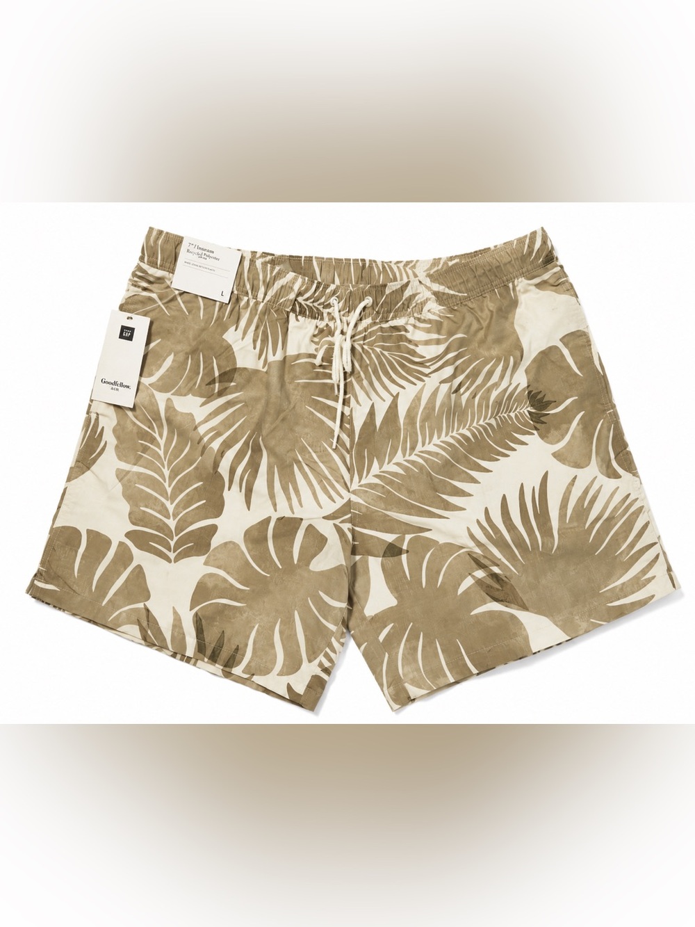 Goodfellow & Co Men's Leaf-Print Swim Trunks - Tan